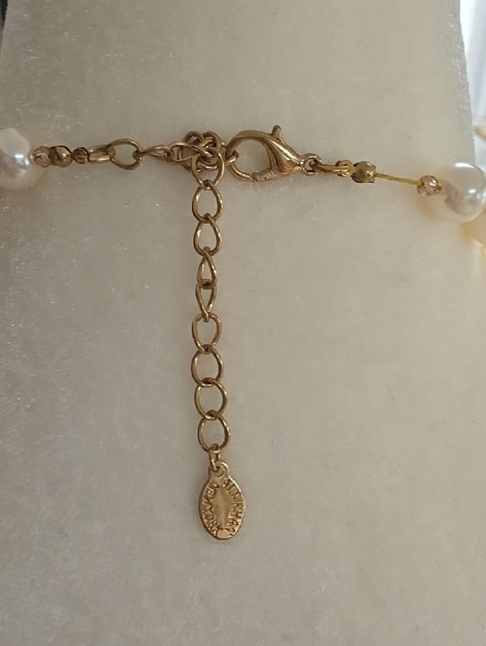 Pearl Statement Necklace with Gold Pavé Accent - Cream - Picture 3 of 6